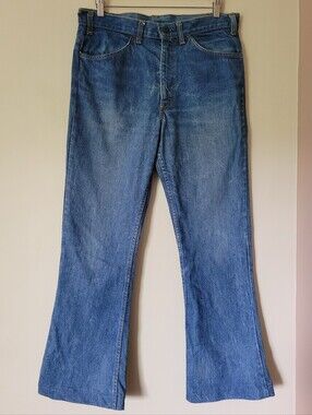 Vintage Levi's 70s Orange Tab Bell Bottom Boot Cut Denim Jeans Size 33